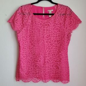 Pink Lace J Crew Blouse